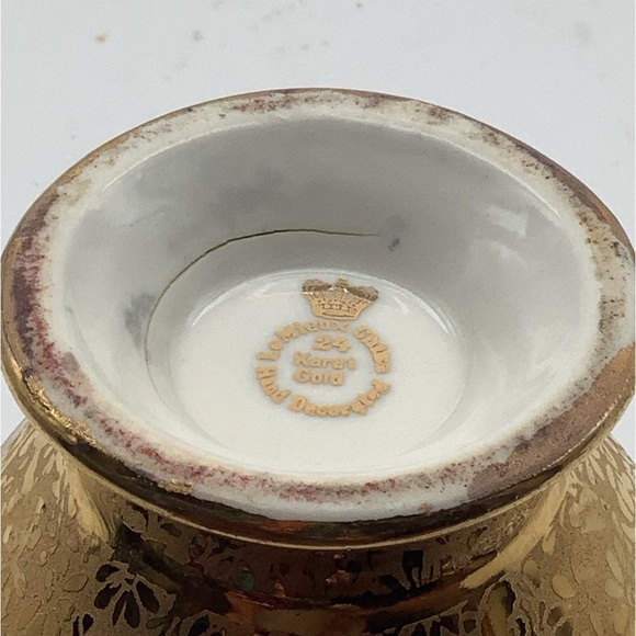 Vintage Le Mieux 24k Gold Hand Decorated Footed Cream Pitcher - Picture 13 of 14